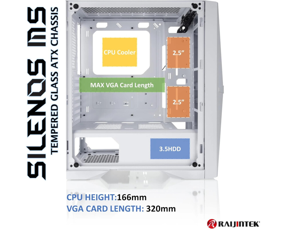 Кутия Raijintek ATX - SILENOS MS PRO WHITE - 2... 5