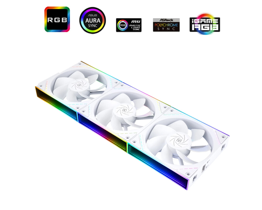 Вентилатор Thermalright Комплект вентилатори Pack 3-in-1 3x120mm - TL-M12QRW x 3 - White 2