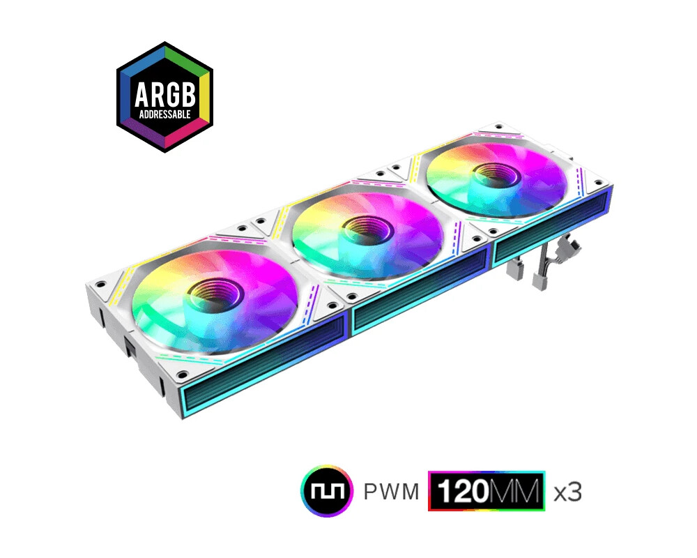 Вентилатор Gamemax Комплект вентилатори Pack 3-in-1 3x120mm - FN12A-S3I White 2