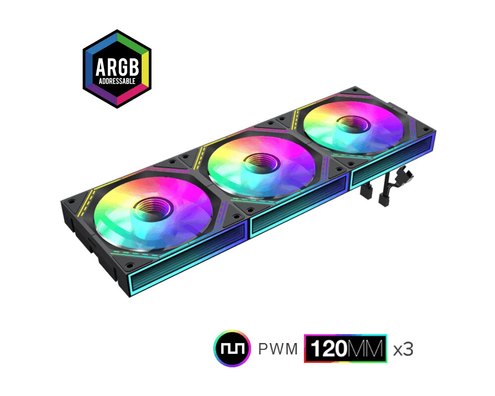 Вентилатор Gamemax Комплект вентилатори Pack 3-in-1 3x120mm - FN12A-S3I-R Black 2