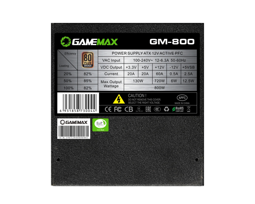 Захранване Gamemax 800W Bronze 3