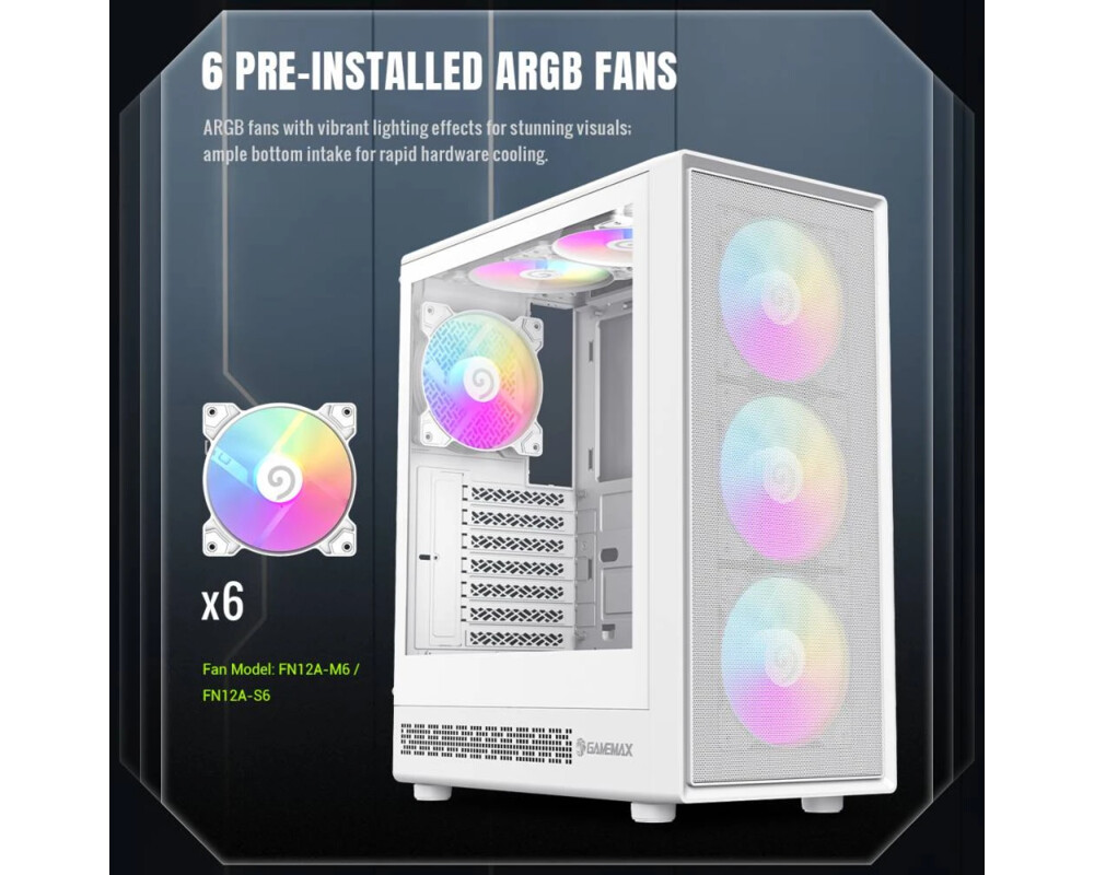 Кутия Gamemax ATX - Storm 2 AW - 6 x 120 mm Ad... 9