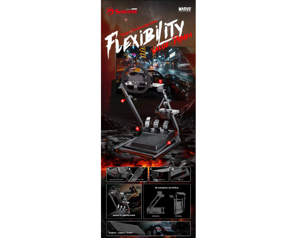 Волан Marvo сгъваема стойка за и педали Foldab... 8