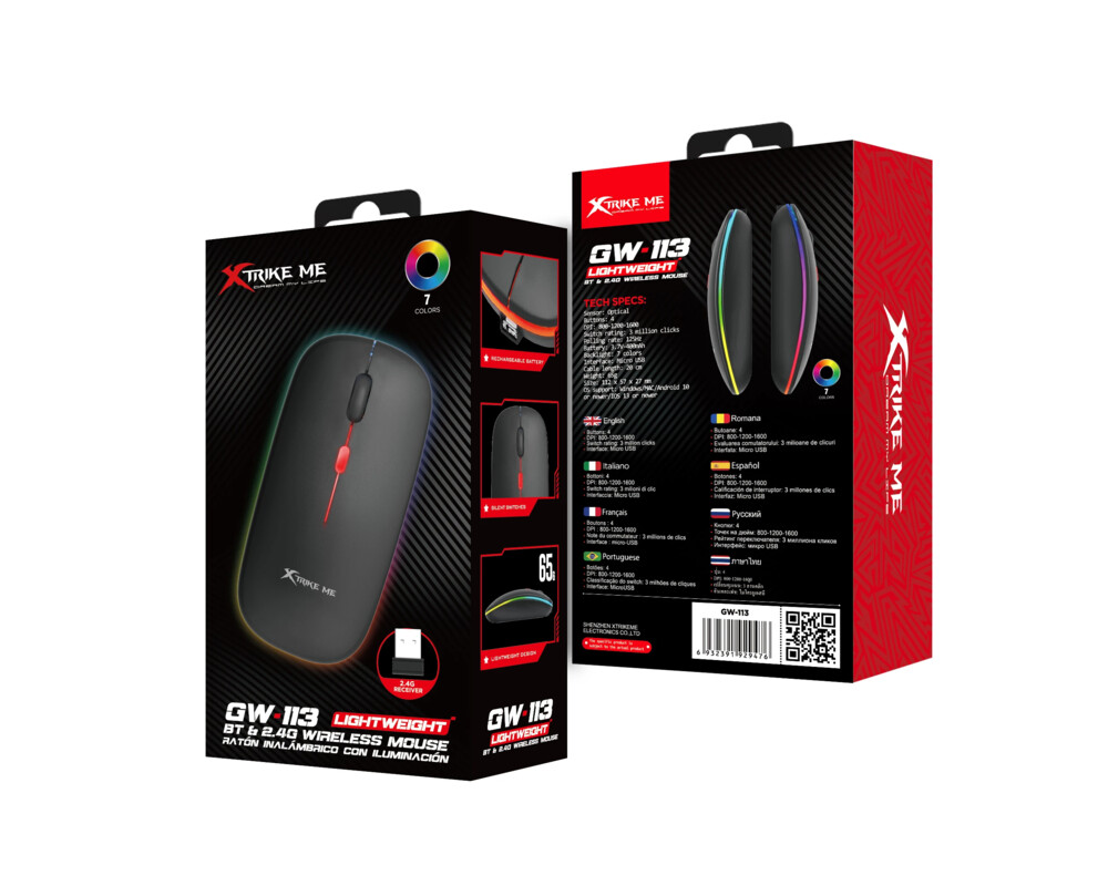 Мишка Xtrike ME безжична Wireless Gaming Mouse GW-113 - 1600dpi 7