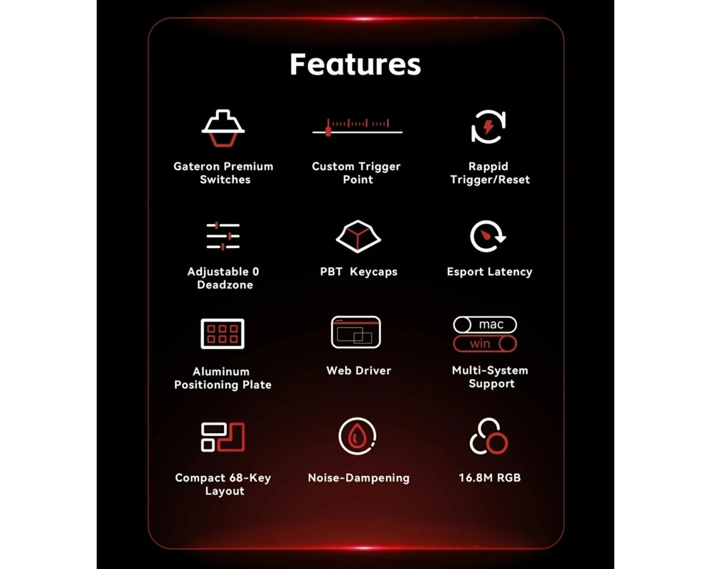Клавиатура Madlions професионална геймърска механична клавиатура Professional Gaming Mechanical Keyboard FIRE 68 ULTRA - 8K 7