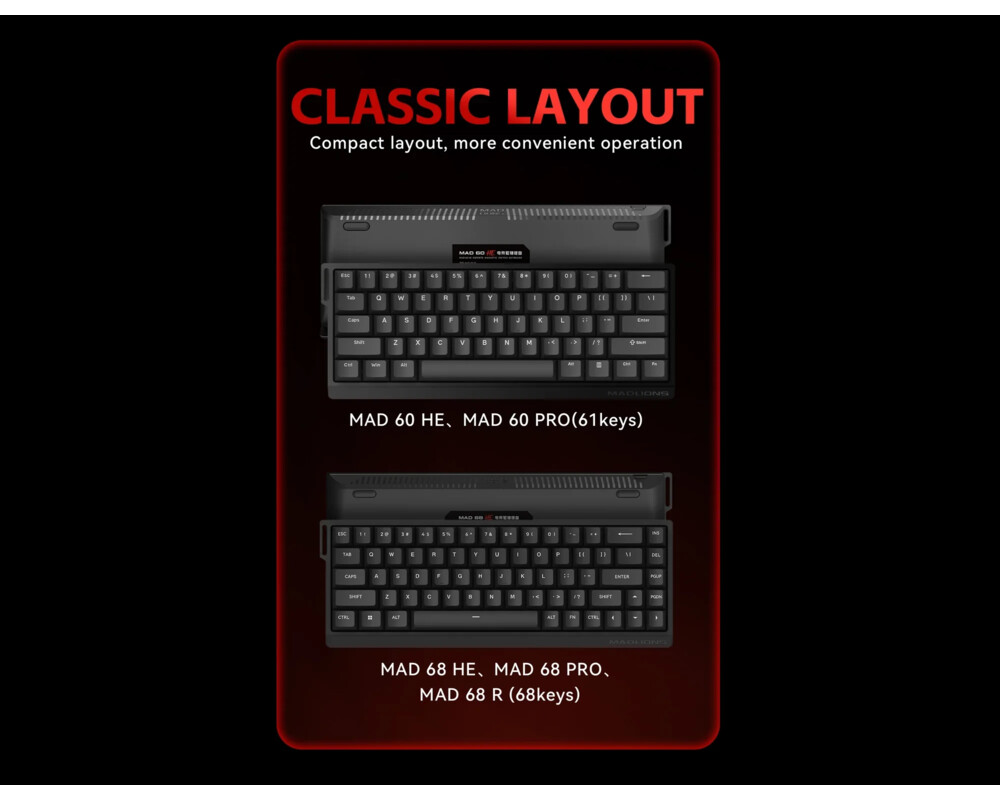 Клавиатура Madlions професионална геймърска механична клавиатура Professional Gaming Mechanical Keyboard MAD 68 PRO - Black 10