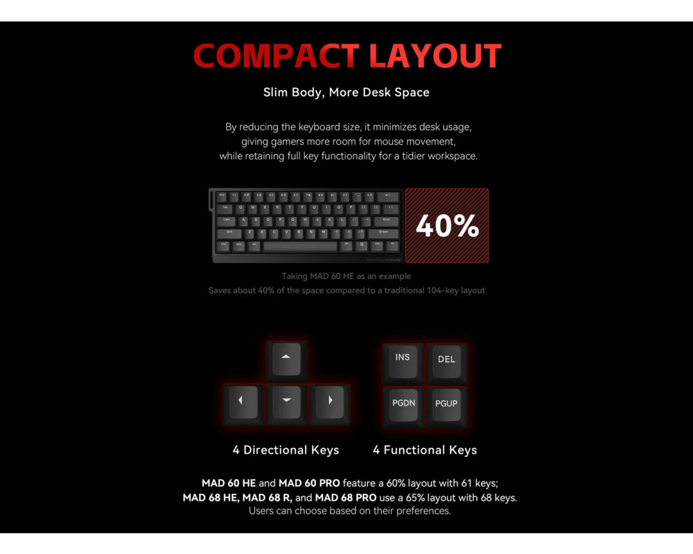 Клавиатура Madlions професионална геймърска механична клавиатура Professional Gaming Mechanical Keyboard MAD 68 PRO - Black 6