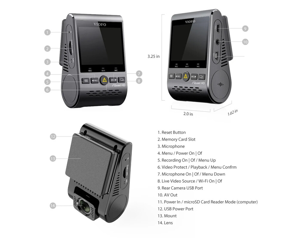 Видеорегистратор VIOFO Dash Cam A129 Plus DUO - GPS 4