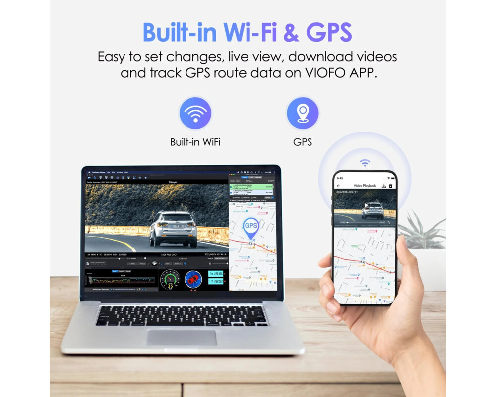 Видеорегистратор VIOFO Dash Cam A129 Plus DUO - GPS 14