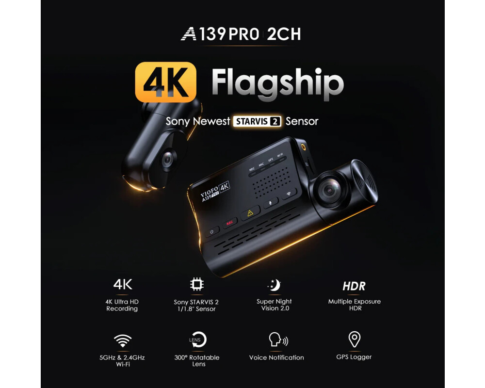 Видеорегистратор VIOFO Dash Cam A139 PRO 3 Channel - 4K UHD 5