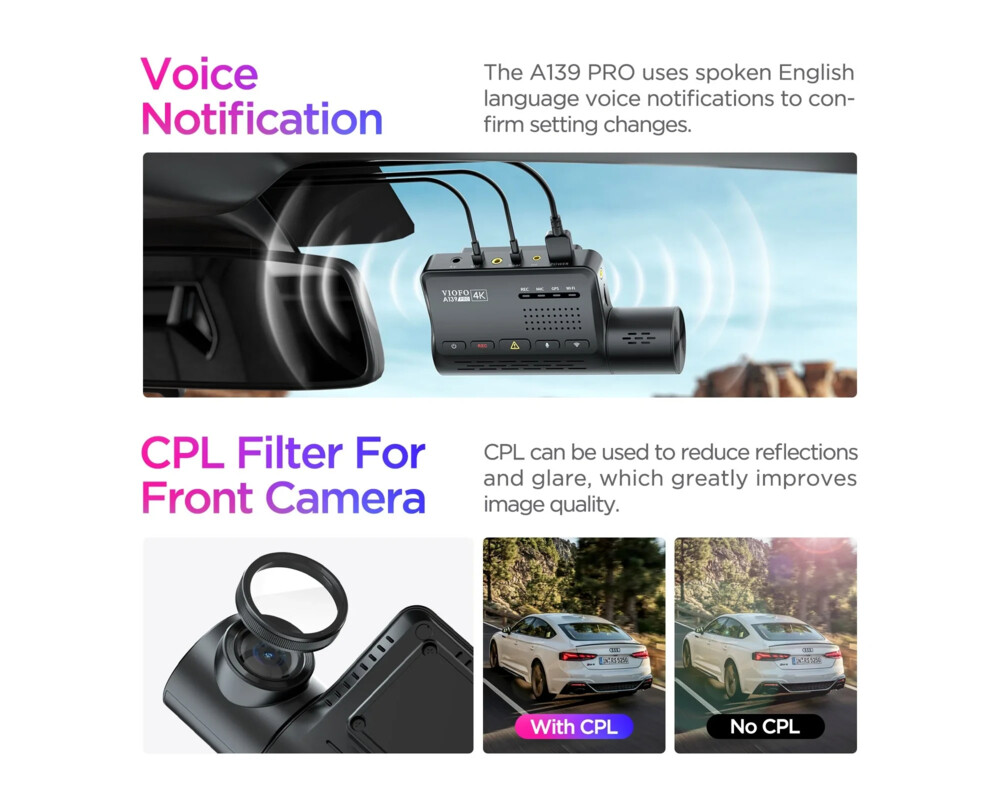 Видеорегистратор VIOFO Dash Cam A139 PRO 3 Channel - 4K UHD 4