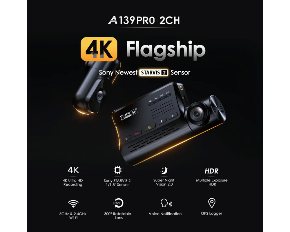 Видеорегистратор VIOFO Dash Cam A139 PRO 2 Channel - 4K UHD 10