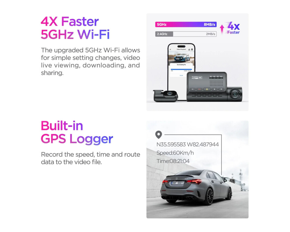 Видеорегистратор VIOFO Dash Cam A139 PRO 2 Channel - 4K UHD 9