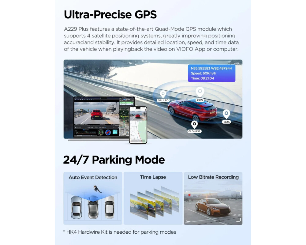 Видеорегистратор VIOFO Dash Cam A229 Plus 3 Channel - 2K 8