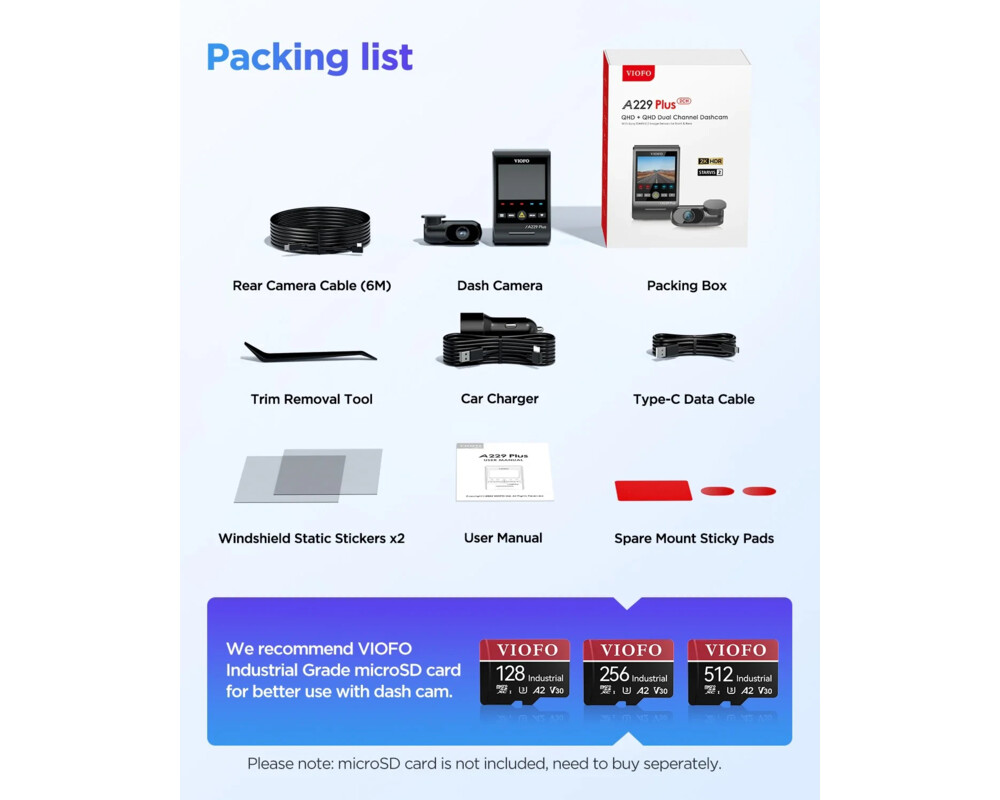 Видеорегистратор VIOFO Dash Cam A229 Plus 2 Channel - 2K 11