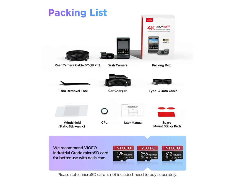 Видеорегистратор VIOFO Dash Cam A229 Pro 2 Channel - 4K 5