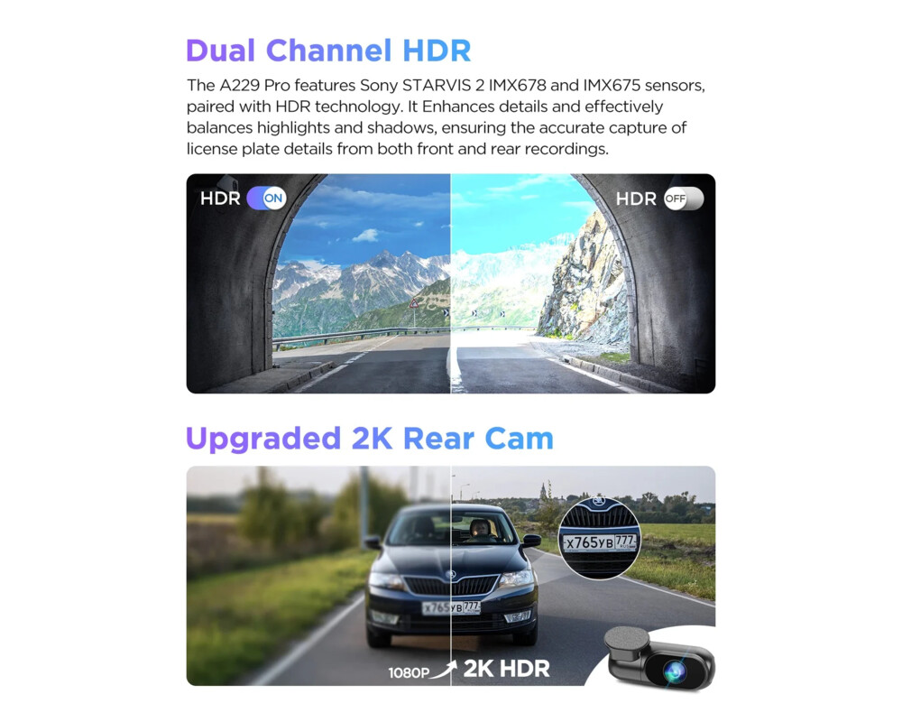Видеорегистратор VIOFO Dash Cam A229 Pro 2 Channel - 4K 7