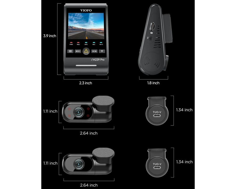 Видеорегистратор VIOFO Dash Cam A229 Pro 3 Channel - 4K 19