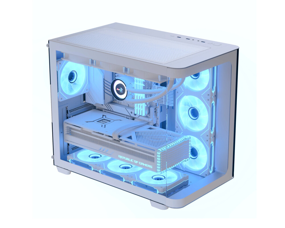 Кутия AeroCool ATX - P500C-G-WT-v1 - 4 x 120 m... 2