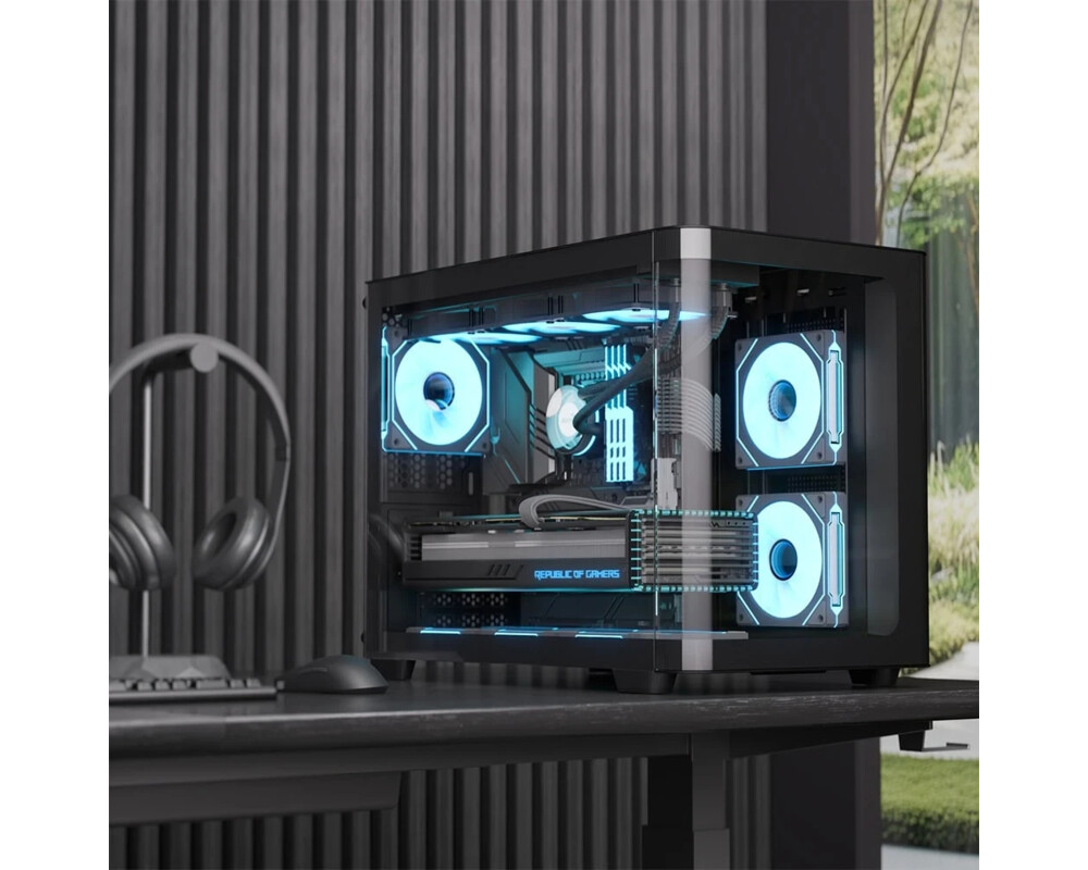 Кутия AeroCool mATX - P300C-G-BK-v1 - 3 x 120... 5