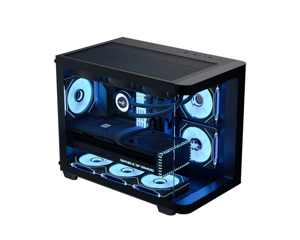 Кутия AeroCool mATX - P300C-G-BK-v1 - 3 x 120... 2