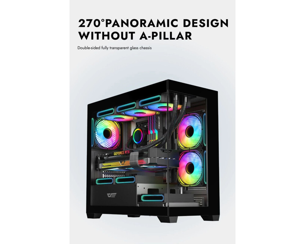 Кутия Darkflash mATX - DS900M Black - 6 x 120... 8