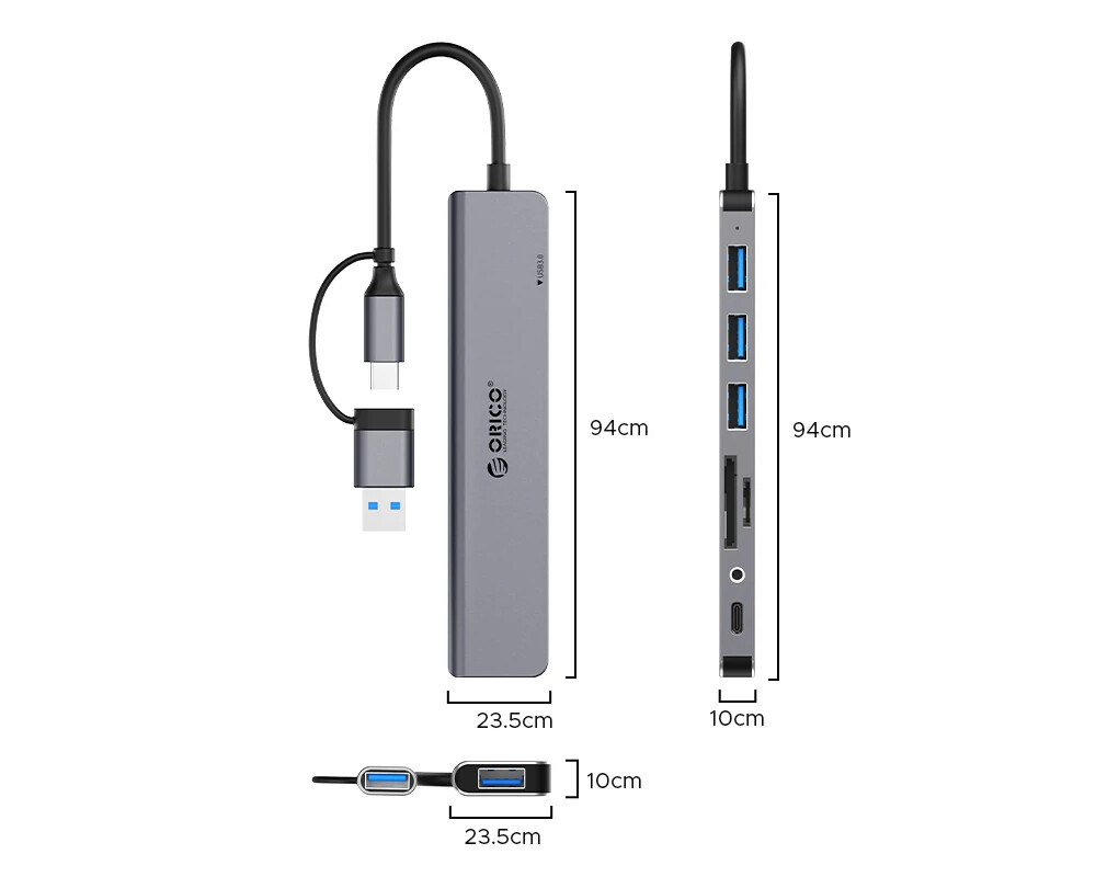 USB хъб Orico HUB USB3.0/2.0 HUB 8 port USB-C/A... 2