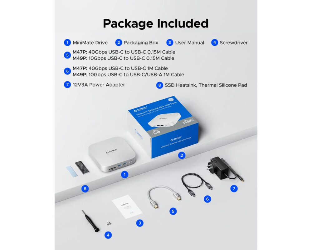 Аксесоар за съхранение Orico докинг станция SSD Docking station M.2 NVMe - USB-C 14