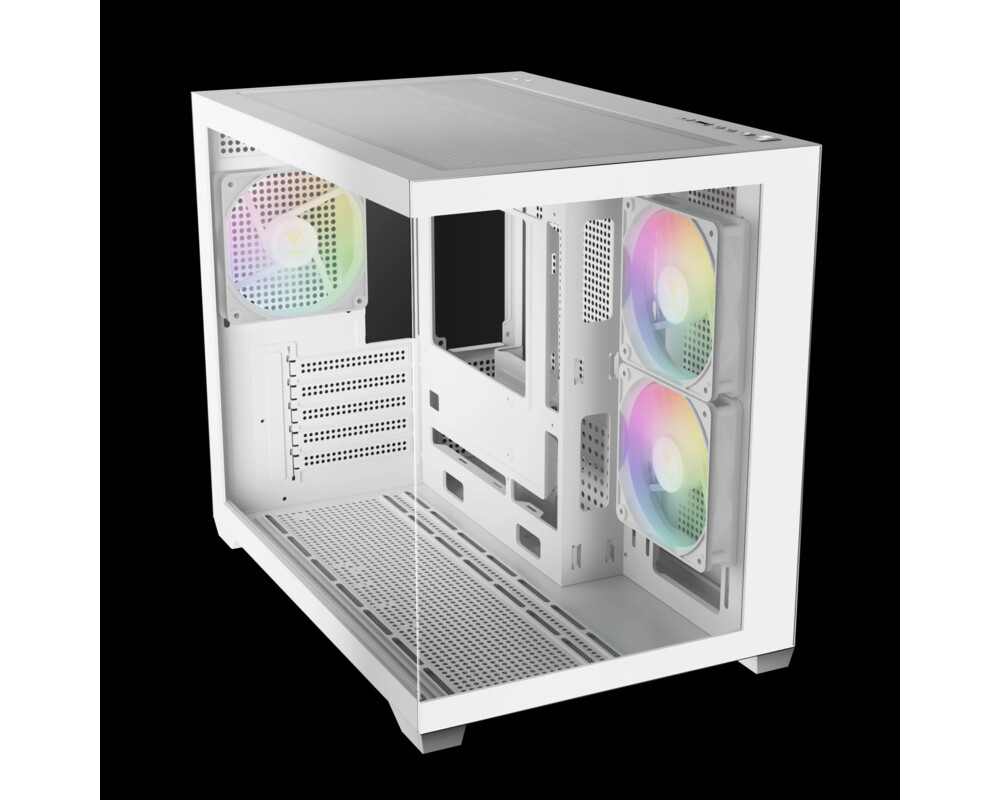 Кутия Gamdias mATX - AURA GC10M v2 White - 3 x 120 mm A-RGB 5