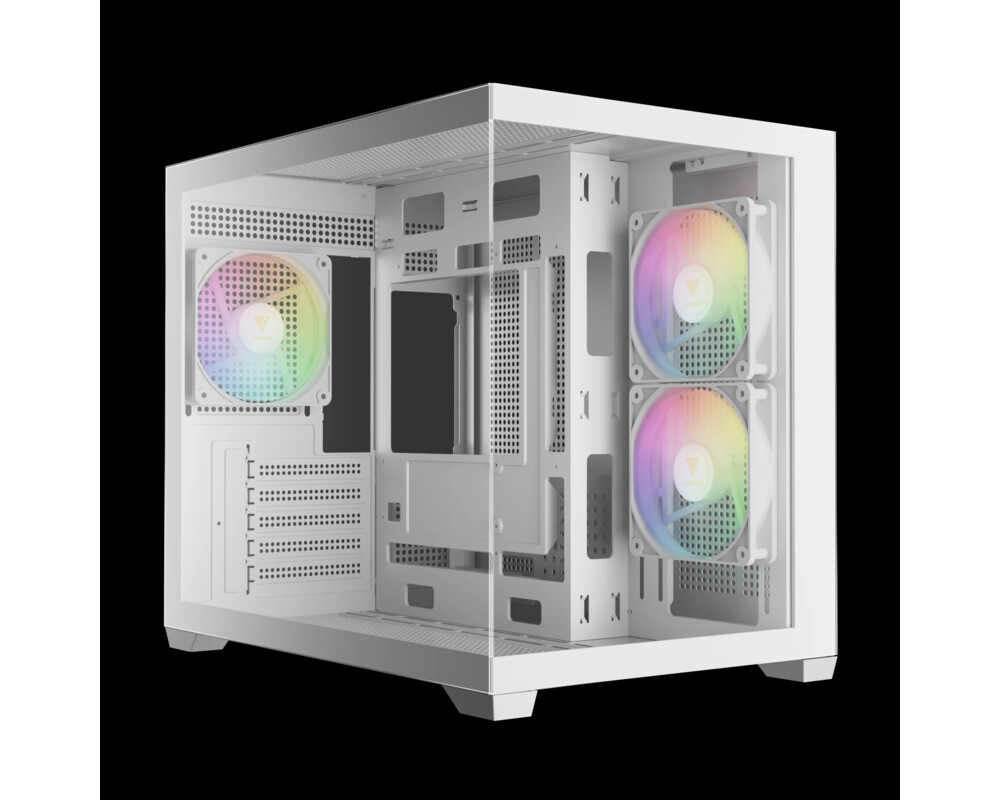 Кутия Gamdias mATX - AURA GC10M v2 White - 3 x 120 mm A-RGB 2