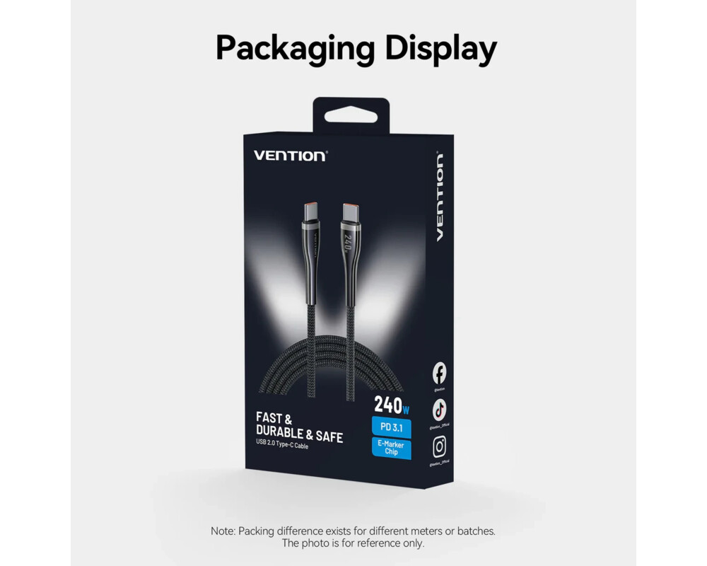 Кабел Vention кабел Cable - USB2.0 Type-C to Type-C - 5A Fast Charging 14