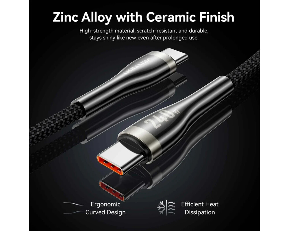 Кабел Vention кабел Cable - USB2.0 Type-C to Type-C - 5A Fast Charging 7