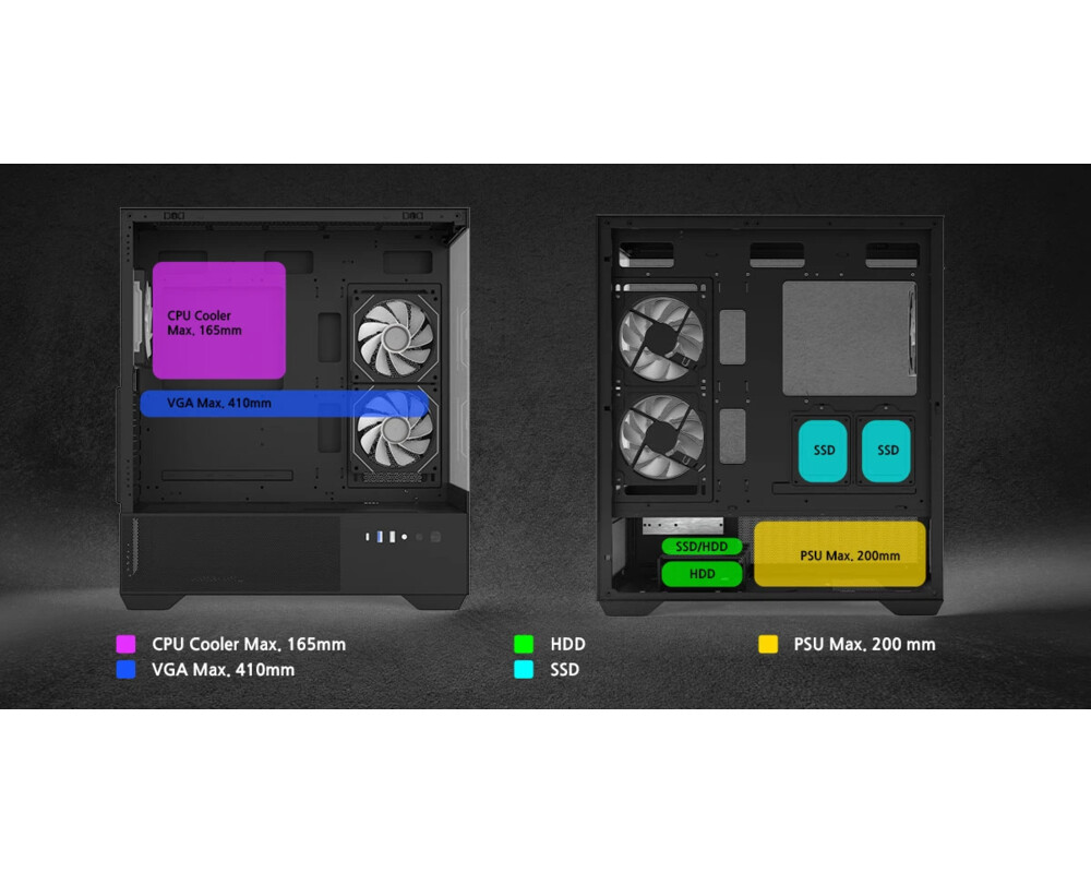 Кутия Zalman ATX - Chronix BLACK - 3 x 120 mm A-RGB 20