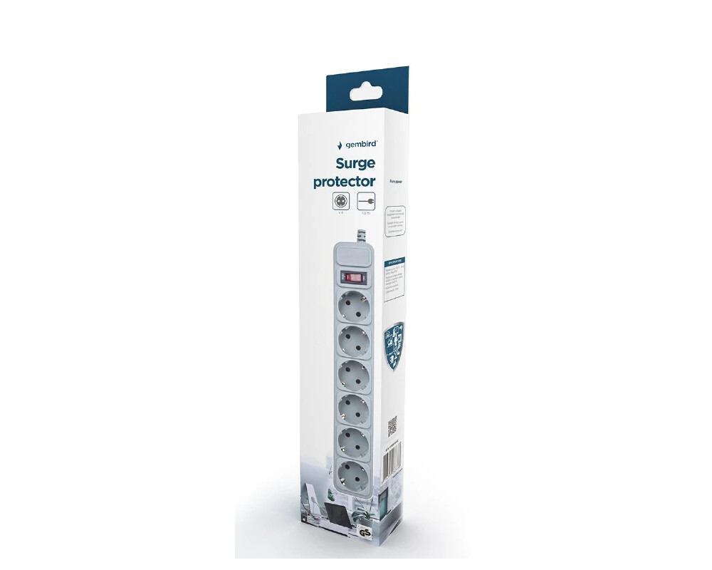 Електрически филтър Gembird Surge Protector - SPG6-B-6C - 6 x Schuko 2