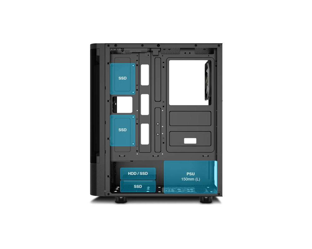 Кутия Gamdias ATX - TALOS E3 CG - 3 x 120 mm A-RGB 12