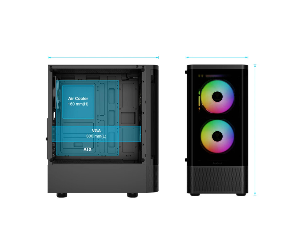 Кутия Gamdias ATX - TALOS E3 CG - 3 x 120 mm A-RGB 11