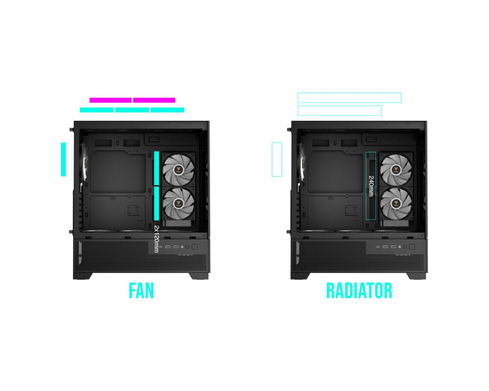 Кутия Gamdias mATX - AURA GC12 ARGB BK - 6 x 120 mm A-RGB 13