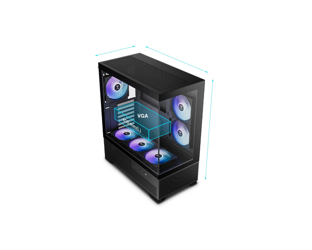 Кутия Gamdias mATX - AURA GC12 ARGB BK - 6 x 120 mm A-RGB 12