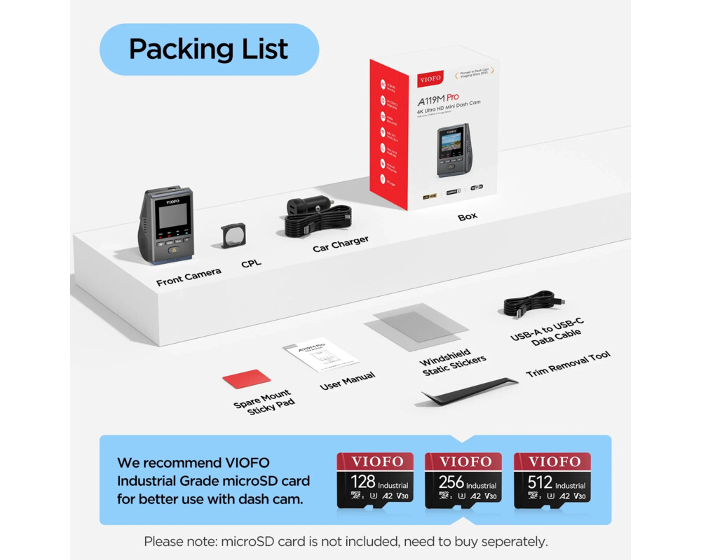 Видеорегистратор VIOFO Dash Cam A119 M Pro 4K - 30fps 9