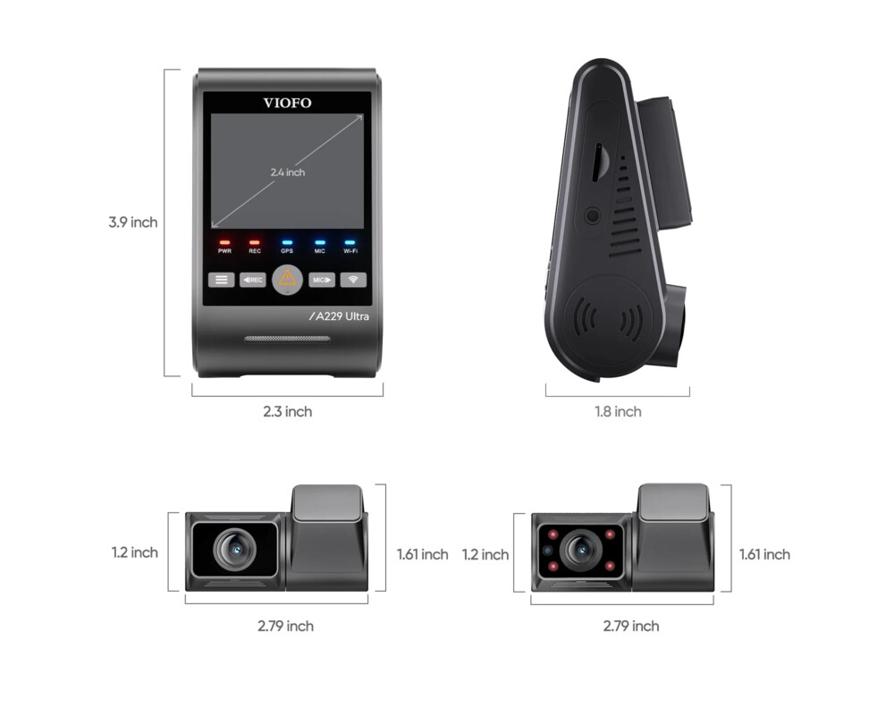 Видеорегистратор VIOFO Dash Cam A229 Ultra 3 Channel - 4K 7