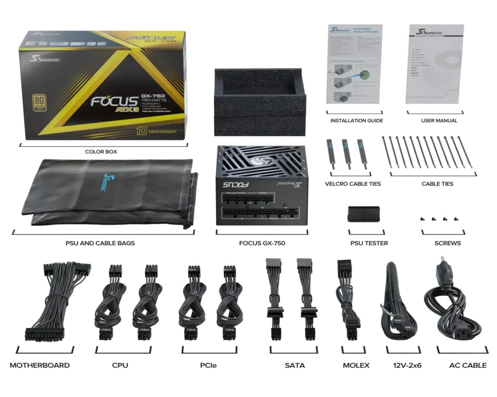 Захранване Seasonic ATX 3.1 750W Gold - FOCUS GX-75... 11