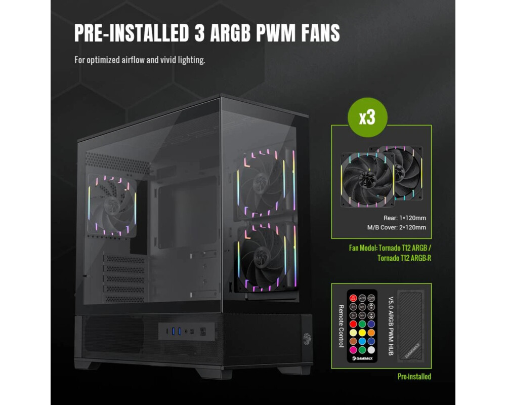Кутия Gamemax EATX - Vista 2 MB - 3 x 120 mm A... 13