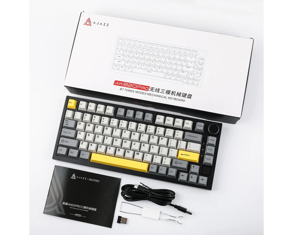 Клавиатура Ajazz геймърска механична клавиатура Wireless Gaming Mechanical Keyboard AK820 PRO - Flying Fish [Linear] 10
