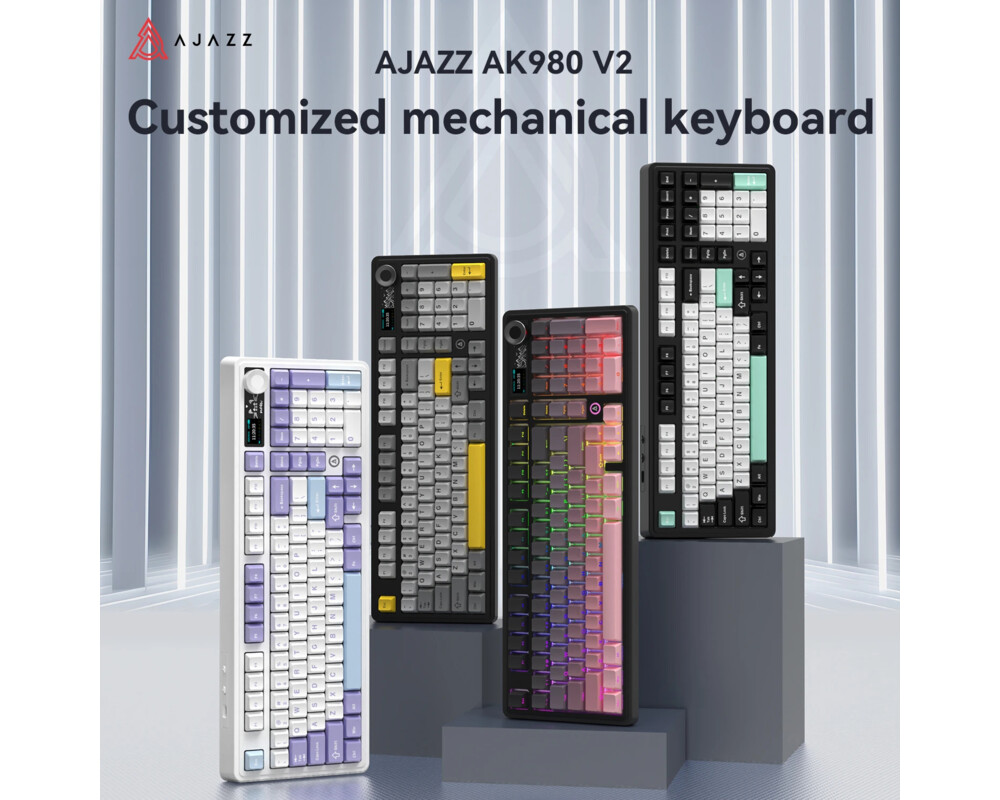 Клавиатура Ajazz геймърска механична клавиатура Wireless Gaming Mechanical Keyboard AK980 V2 - Gift Switch [Linear] 18