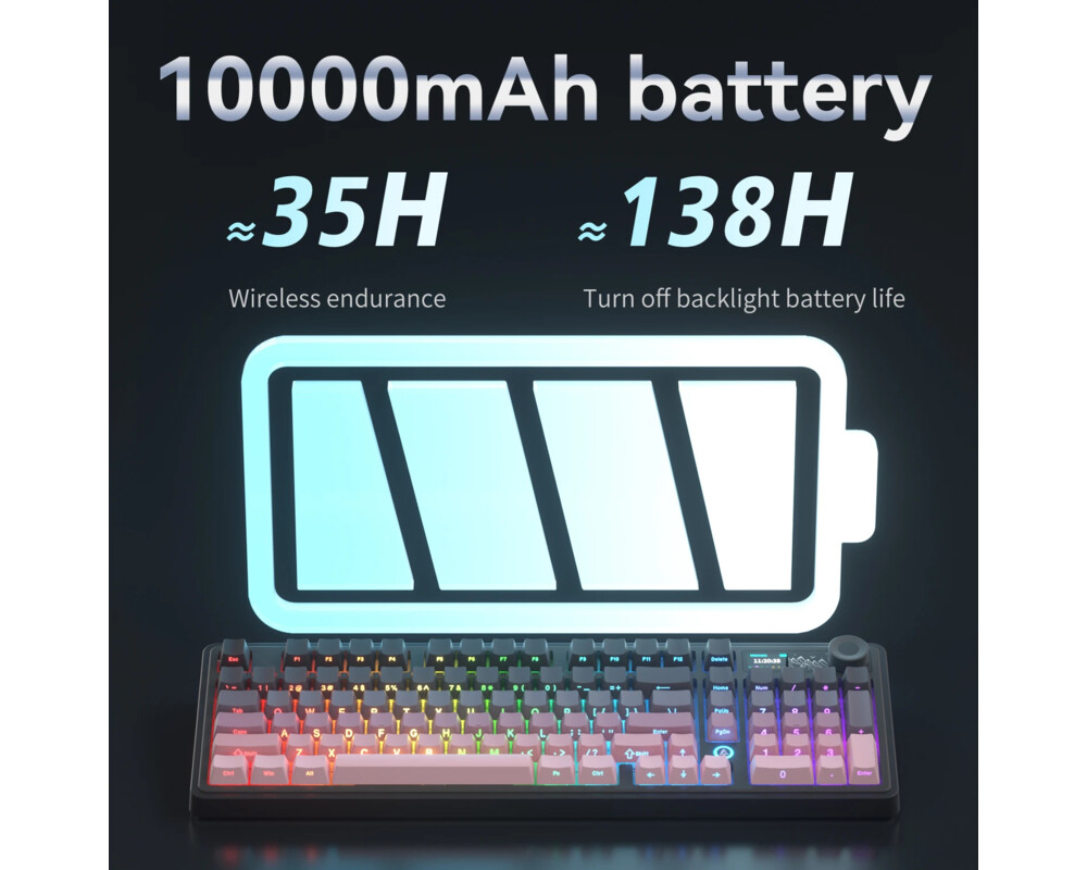 Клавиатура Ajazz геймърска механична клавиатура Wireless Gaming Mechanical Keyboard AK980 V2 - Gift Switch [Linear] 9