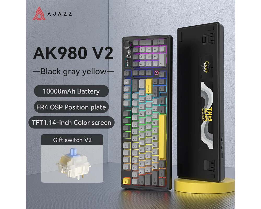 Клавиатура Ajazz геймърска механична клавиатура Wireless Gaming Mechanical Keyboard AK980 V2 - Gift Switch [Linear] 7