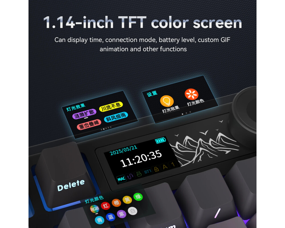 Клавиатура Ajazz геймърска механична клавиатура Wireless Gaming Mechanical Keyboard AK980 V2 - Gift Switch [Linear] 11