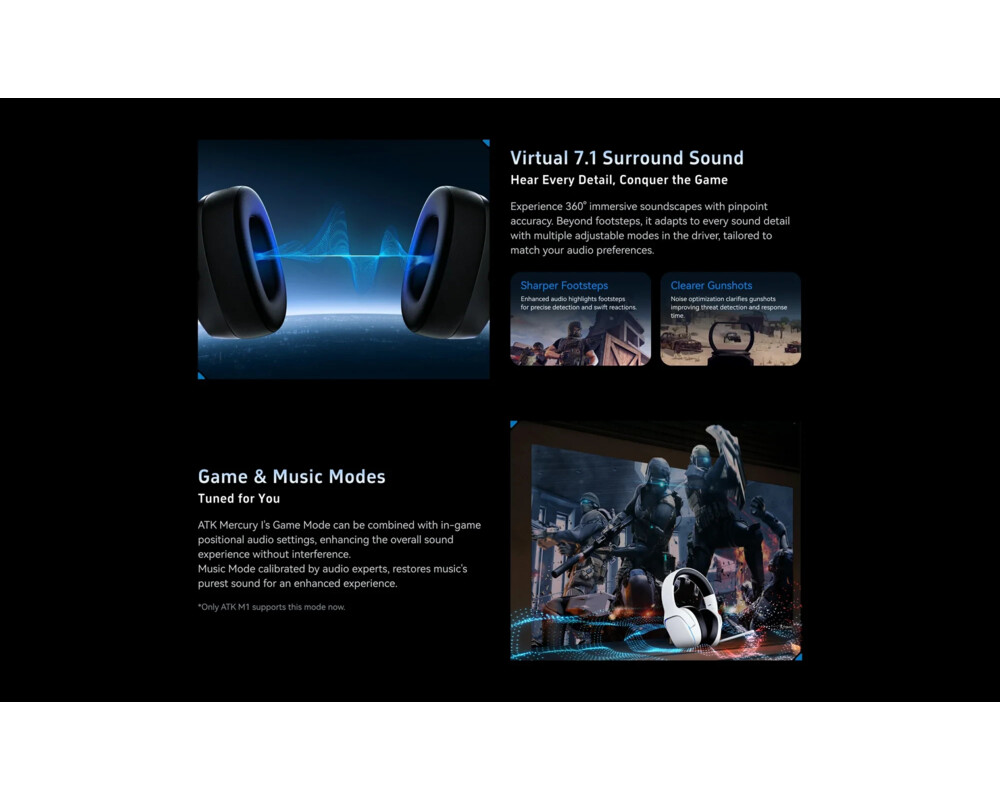 Слушалки ATK безжични Wireless - M1 Mercury Black - Bluetooth 5.3 3