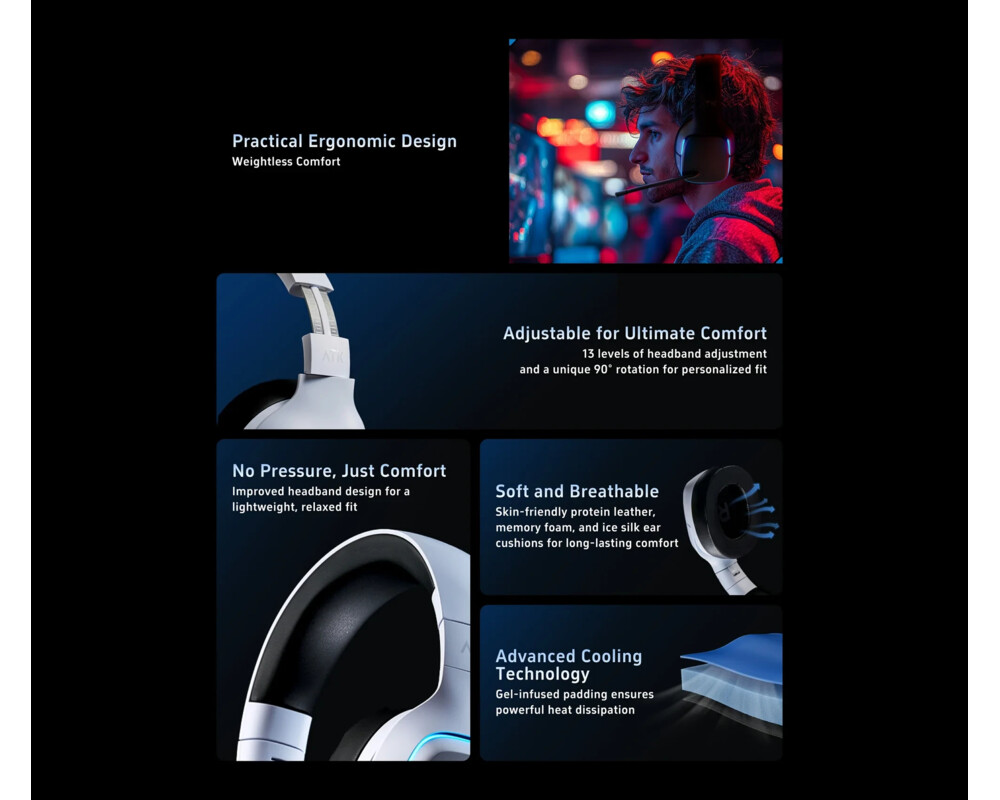 Слушалки ATK безжични Wireless - M1 Mercury Black - Bluetooth 5.3 5