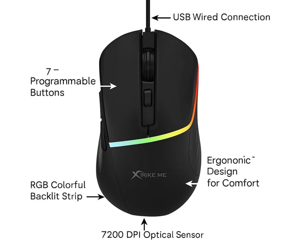 Мишка Xtrike ME GM-322 Black - 7200dpi 4